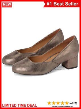 Suede Kitten Heel Pump Round Toe Sheepskin TRUFOAM Slip On Business Casual